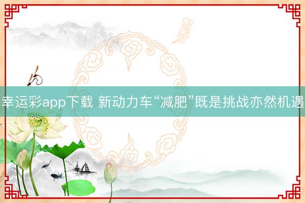 幸运彩app下载 新动力车“减肥”既是挑战亦然机遇