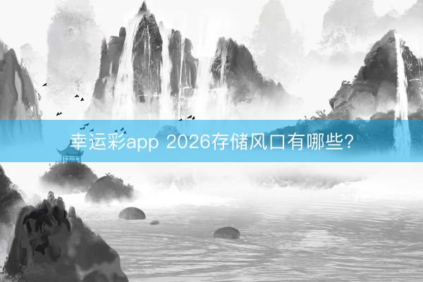幸运彩app 2026存储风口有哪些?