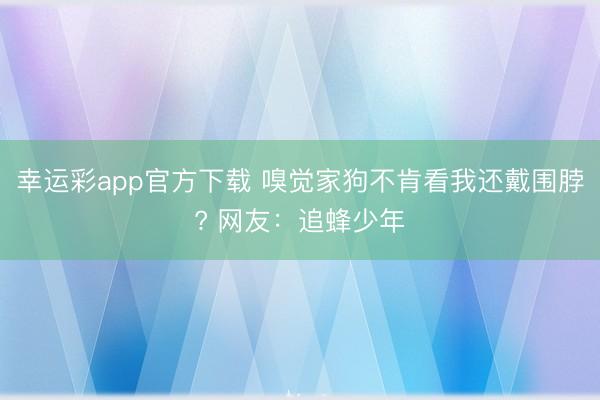 幸运彩app官方下载 嗅觉家狗不肯看我还戴围脖? 网友：追蜂少年