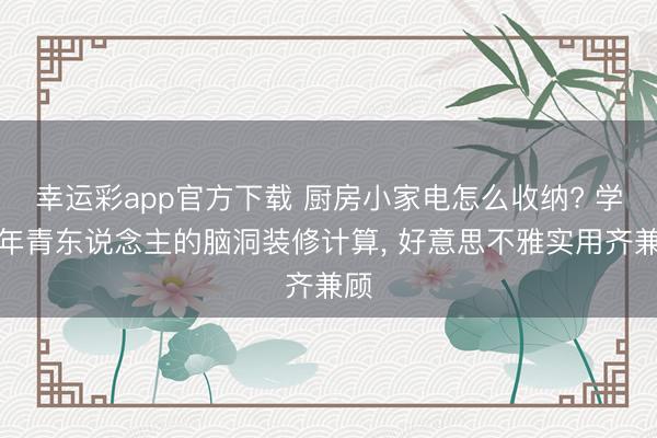 幸运彩app官方下载 厨房小家电怎么收纳? 学学年青东说念主的脑洞装修计算, 好意思不雅实用齐兼顾